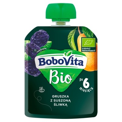 BOBOVITA Bio Gruszka, śliwka, 80g - KD