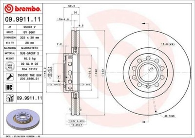 DISCO DE FRENADO BREMBO 09.9911.11  