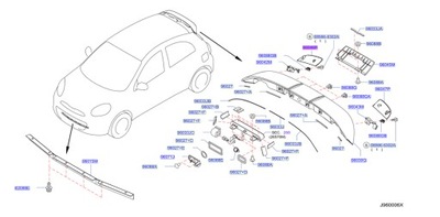 BRIDA CIEGA PARTE INFERIOR SPOILER NISSAN MICRA K13 DERECHA 960461HB0H  