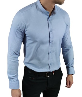 Koszula slim fit ze stójką błękitna EGO01 - M