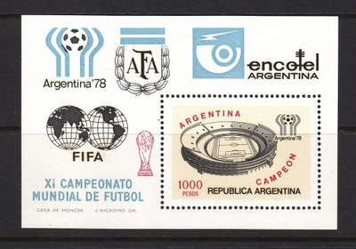 ARGENTYNA ** blok 21 MUNDIAL z nad. z 1978