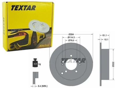 TEXTAR ГАЛЬМІВНІ ДИСКИ ГАЛЬМІВНІ ЗАД 92134000