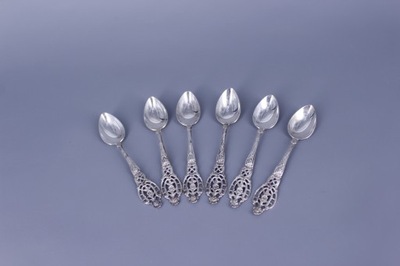 Zestaw sześciu pięknych łyżeczek srebrzonych GEWE