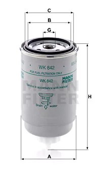 FILTRO COMBUSTIBLES MANN WK842  