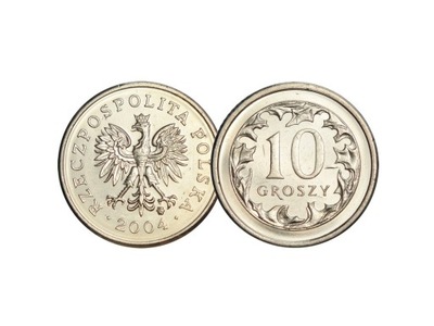 10 groszy 2004 r. stan menniczy z woreczka