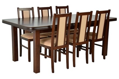 Komplet stół rozkładany i 6 krzeseł DREWNO orzech