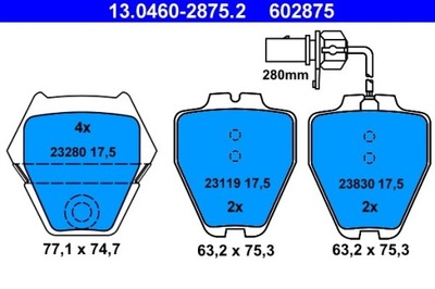 ZAPATAS DE FRENADO AUDI PARTE DELANTERA A4/A6/ALLROAD 2,7-4,2 97-05 13.0460-2875.2  