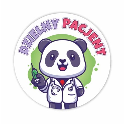 Naklejki Dzielny pacjent - Panda 40mm 60szt