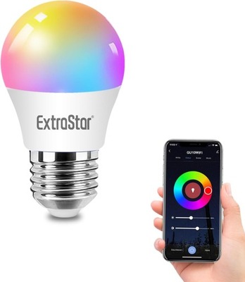 Inteligentna Żarówka WiFi LED EXTRASTAR E27 RGBW 4,9W 470lm Google G45AWIFI