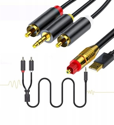 MOCNY KABEL PRZEWÓD AUDIO 3,5MM MINI JACK - 2RCA 3M DOBRY DŹWIĘK