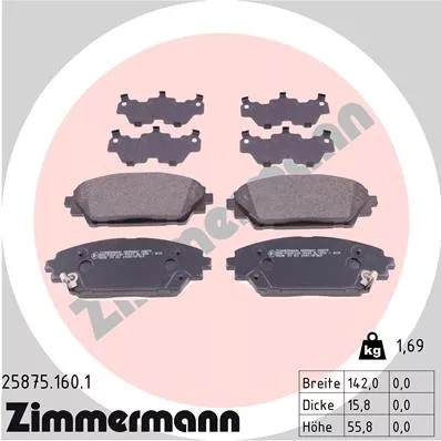 ZIMMERMANN 25875.160.1 КОМПЛЕКТ КОЛОДОК ТОРМОЗНЫХ,