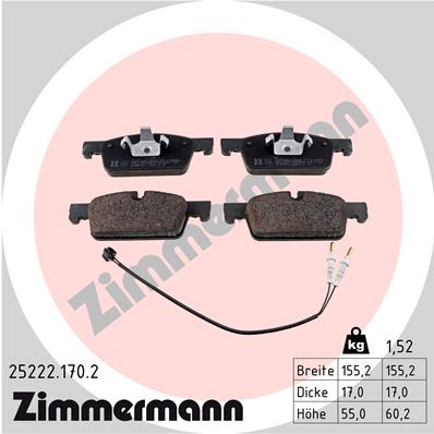 ZIMMERMANN 25222.170.2 KOMPLEKTAS TRINKELIŲ HAMULCOWYCH, 