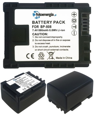 BATERIA AKUMULATOR BP-809 BP-808 DO CANON FS100 FS200 FS306 XA10 890MAH