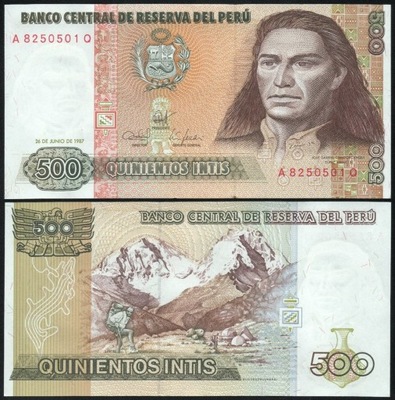 $ Peru 500 INTIS P-134b UNC 1987