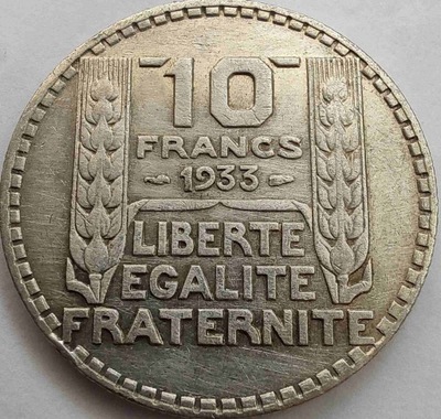 0569r - Francja 10 franków, 1933 ag