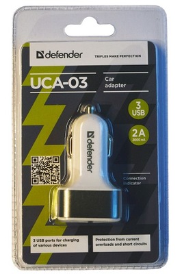 ЗАРЯДКА АВТОМОБІЛЬНА 12V 24V DEFENDER UCA-03 2XUSB 1A +USB 2A