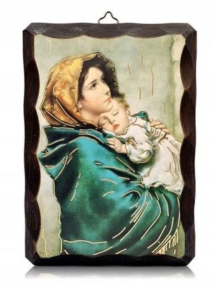 Ikona religijna Matka Boża Cygańska DREWNO TOPOLA 22x26cm