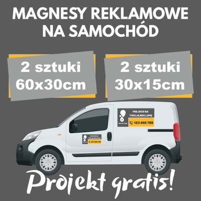 Magnes reklamowy na samochód grube 2x 60x30cm 2x 30x15cm GRATIS PROJEKT!