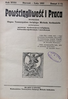 Powściągliwość i praca Czasopismo Cały rocznik 1937