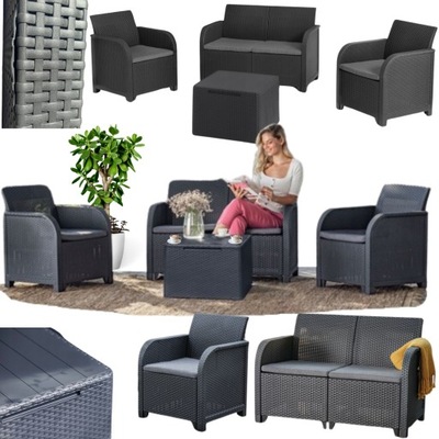 Zestaw Mebli Ogrodowych Meble Ogrodowe Komplet Fotel Stolik Sofa Rattan