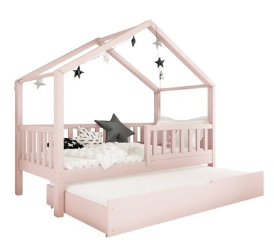 Łóżko dziecięce podwójne DOMI BIS2 różowe 90x200