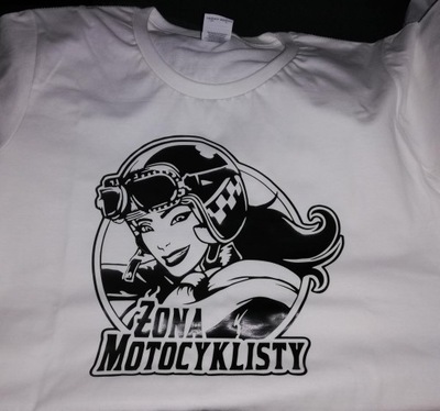 Koszulka T-shirt Żona motocyklisty biała S 36