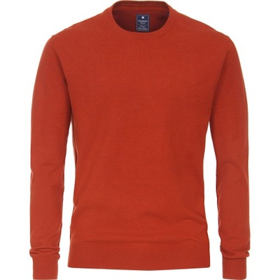 czerwony melanż, gładki bawełniany sweter męski pod szyję Redmond XL