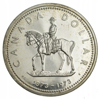 KANADA 1 DOLLAR 1973 Ag 100-LECIE POLICJI KONNEJ