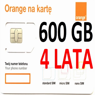 INTERNET NA KARTĘ STARTER ORANGE FREE 600 GB 4 LATA SIM i E-SIM