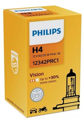 ŻARÓWKA H4 12V/60/55W P43T-38 +30% PHILIPS VISION