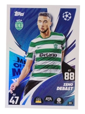 TOPPS MATCH ATTAX 2025-2026 MAN OF THE MATCH ZENO DEBAST SPORTING 333