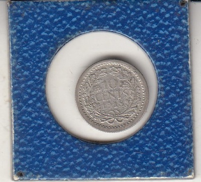 Holandia 10 centow 1918 srebro