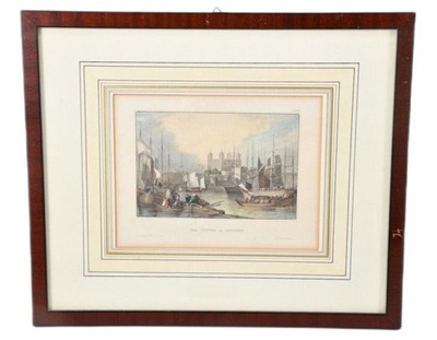 Grafika rycina obraz pejzaż Londyn XIX w.