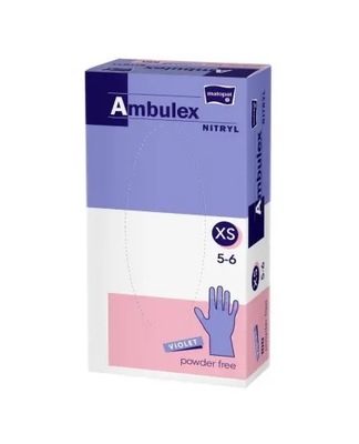 Ambulex Rękawice nitrylowe niepudrowane fioletowe XS, 100 sztuk