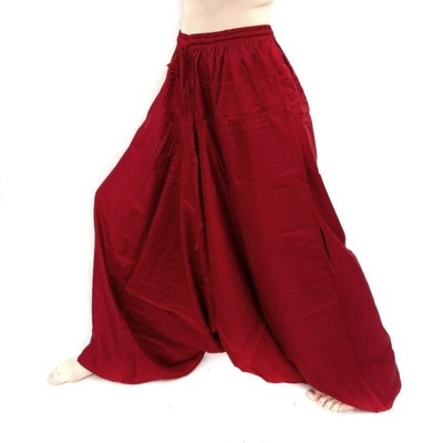 Szarawary spodnie cienkie czerwone alladynki gumka