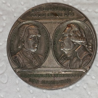 STARY ORYGINALNY MEDAL OKOLICZNOŚCIOWY POSREBRZANY NIEMCY 1808 - 1908