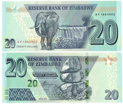 Zimbabwe 20 DOLLARS P-104 2020 UNC