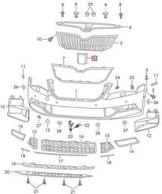 OE VAG ЗАГЛУШКА РАДАРА GRILA SKODA SUPERB III