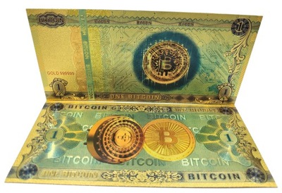 Banknot Kolekcjonerski 1 Bitcoin Pozłacany