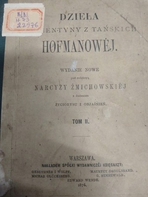 DZIEŁA KLEMENTYNY Z TAŃSKICH HOFMANOWEJ II 1876