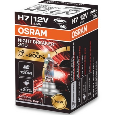 OSRAM LEMPUTĖ H7 NIGHT BREAKER LASER +200% +150M 