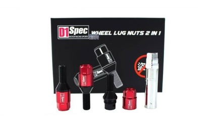 Śruby do kół D1Spec Heptagon 2w1 Stal 12x1.5 Red TUNING SPORT