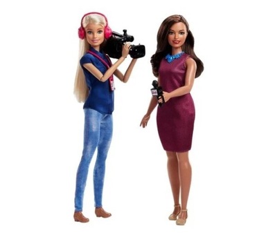 Barbie 2x lalka Reporterka Kamerzystka Zestaw