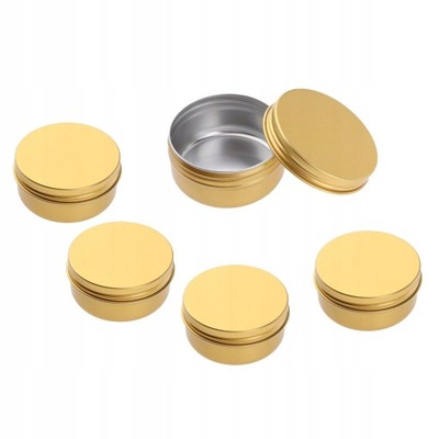 5 . Złote okrągłe aluminiowe metalowe pojemniki