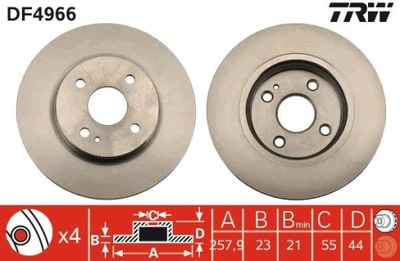 2X DISCO DE FRENADO MAZDA PARTE DELANTERA 2 1,3-1,6 07-15 DF4966  