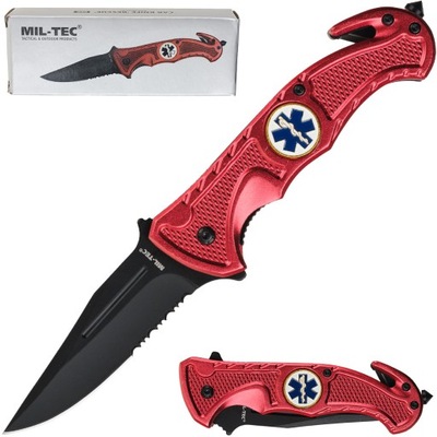 Nóż ratowniczy medyczny scyzoryk Mil-Tec Rescue Knife czerwony