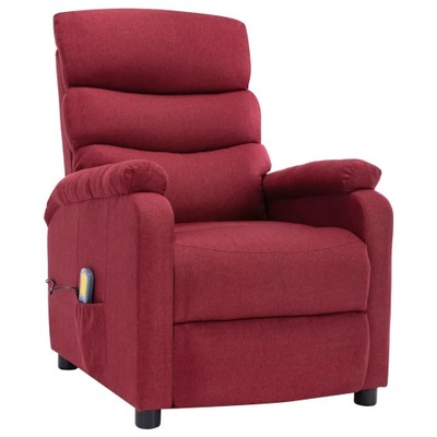 Rozkładany fotel masujący, winna czerwień, tapicer