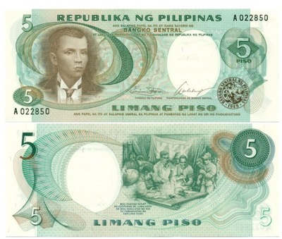 FILIPINY 5 PESOS 1969 P-143a UNC