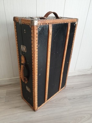 walizka przedwojenna kufer drewniana vintage antyk stara