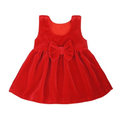Sukienka niemowlęca czerwona welurowa kokarda 98